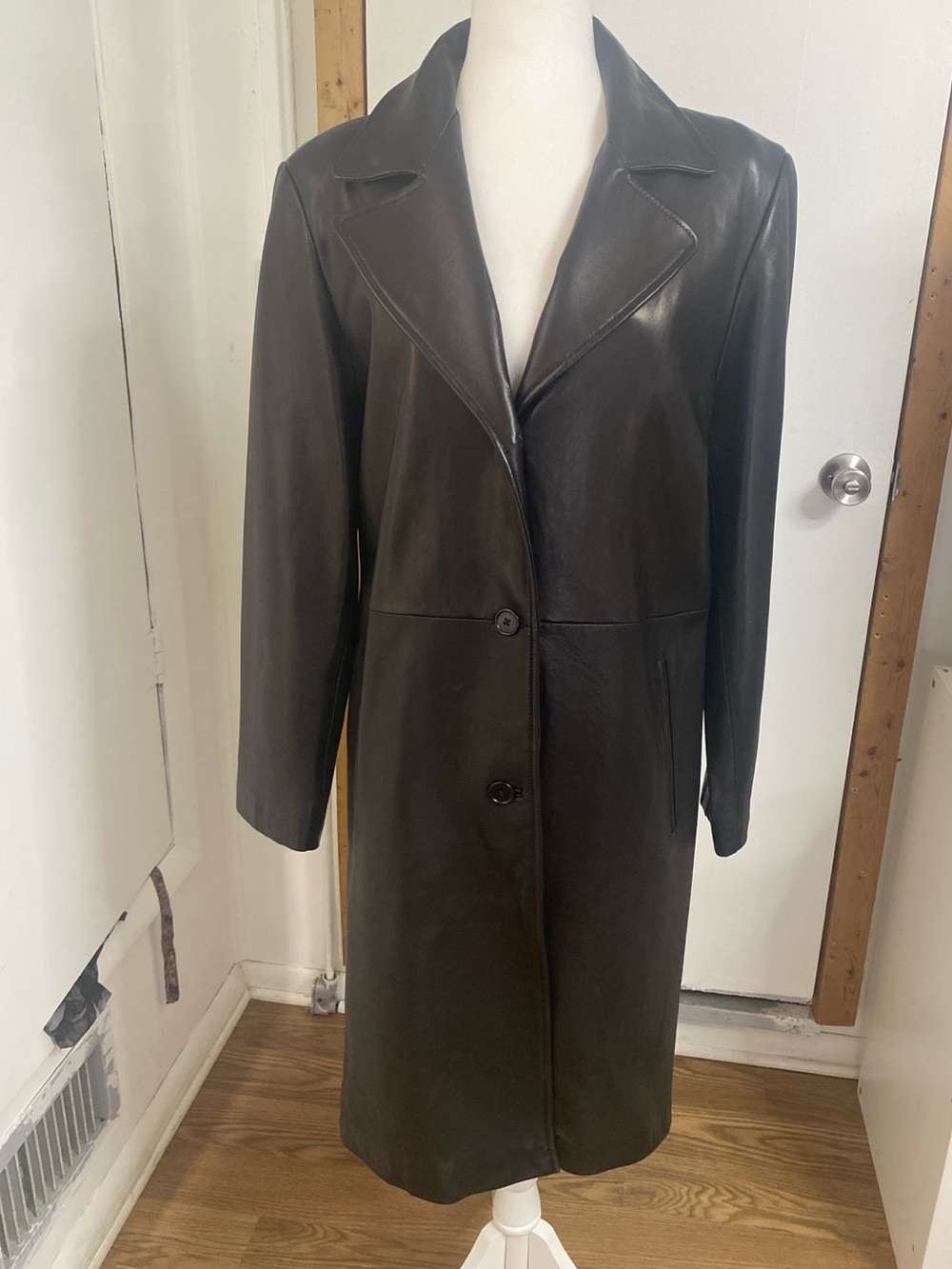 Andrew Marc New York 100% Leather Long Coat Black Women’s M